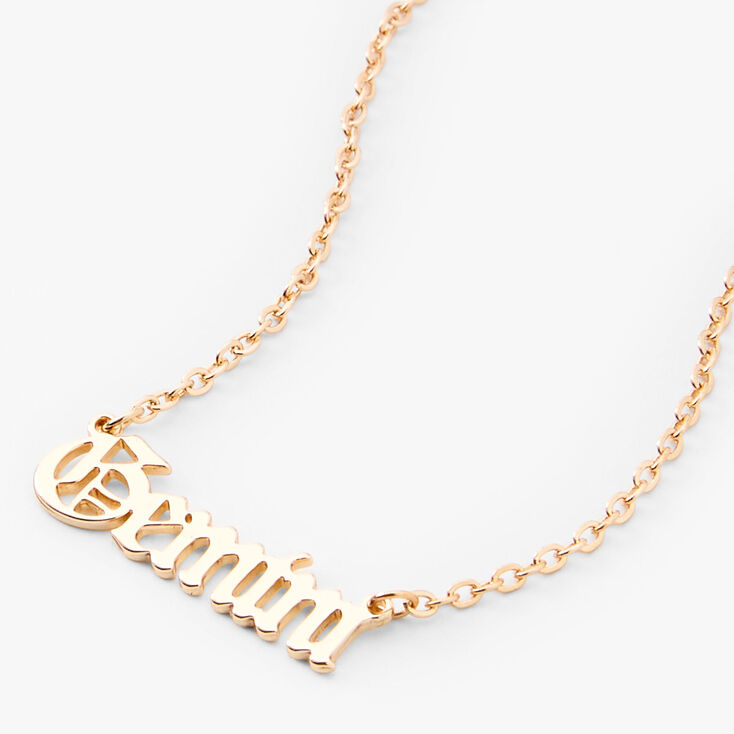 Gold-tone Gothic Zodiac Pendant Necklace - Gemini,