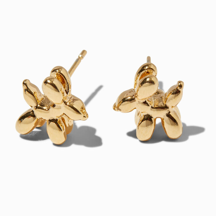 Clous d&#39;oreilles chien ballon couleur or jaune,
