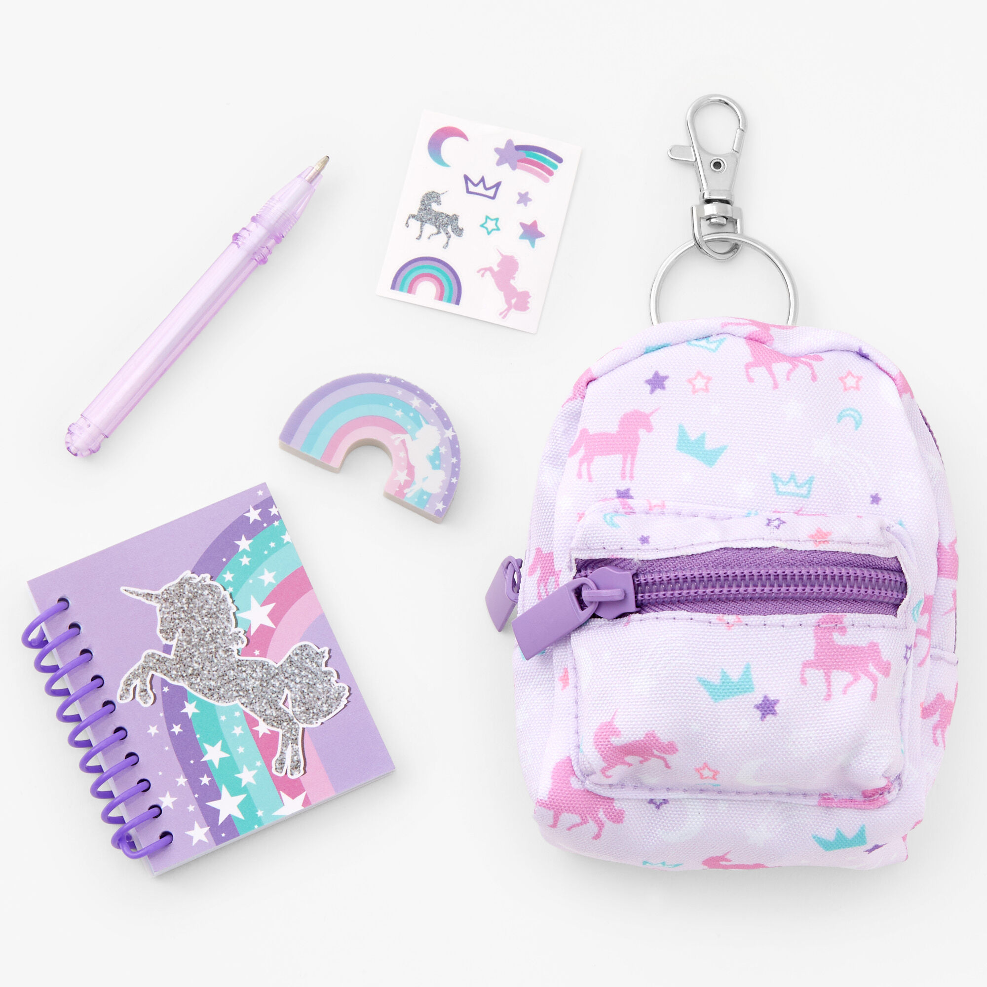Unicorn Backpack Keychain Stationery Set Claire s US