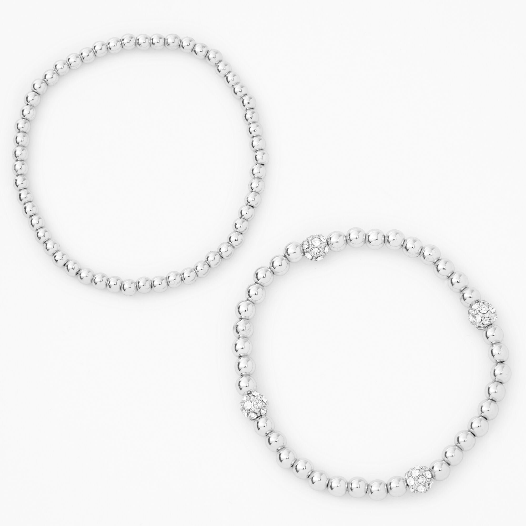 Silver Fireballl Stretch Bracelets (2 Pack),