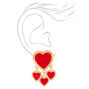 Gold &amp; Red Multi Heart Stud Earrings,