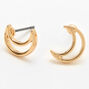 Gold Crescent Moon Outline Stud Earrings,