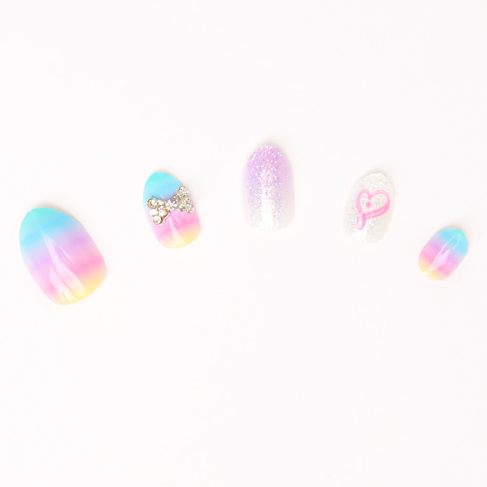 JoJo Siwa™ Stiletto Press On Faux Nail Set – Rainbow, 24 Pack,