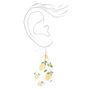 Silver 2&quot; Lemon Feather Drop Earrings - Yellow,