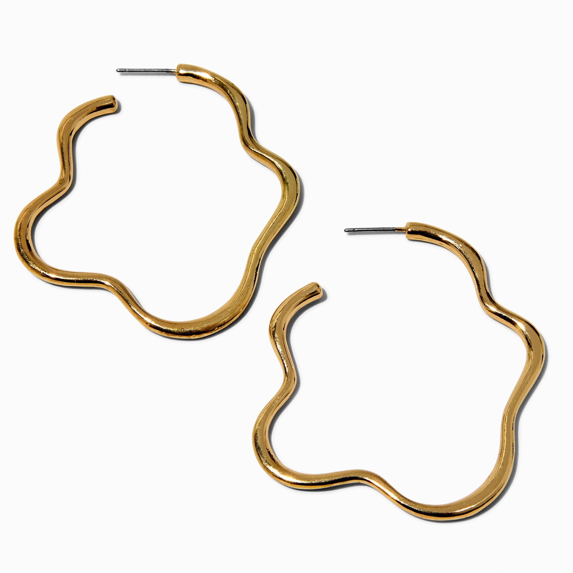 Créoles 60 mm ligne ondulée couleur dorée,