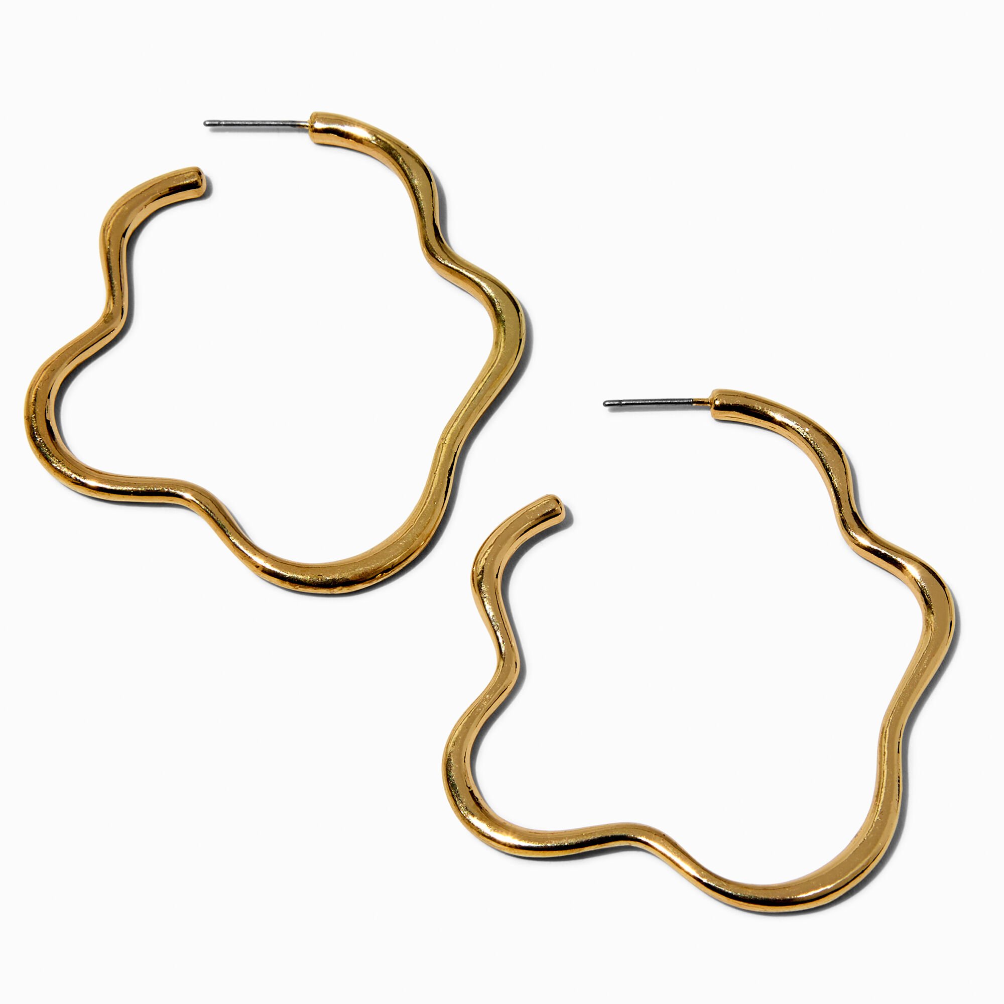 View Claires Tone Squiggly 60MM Hoop Earring Gold information