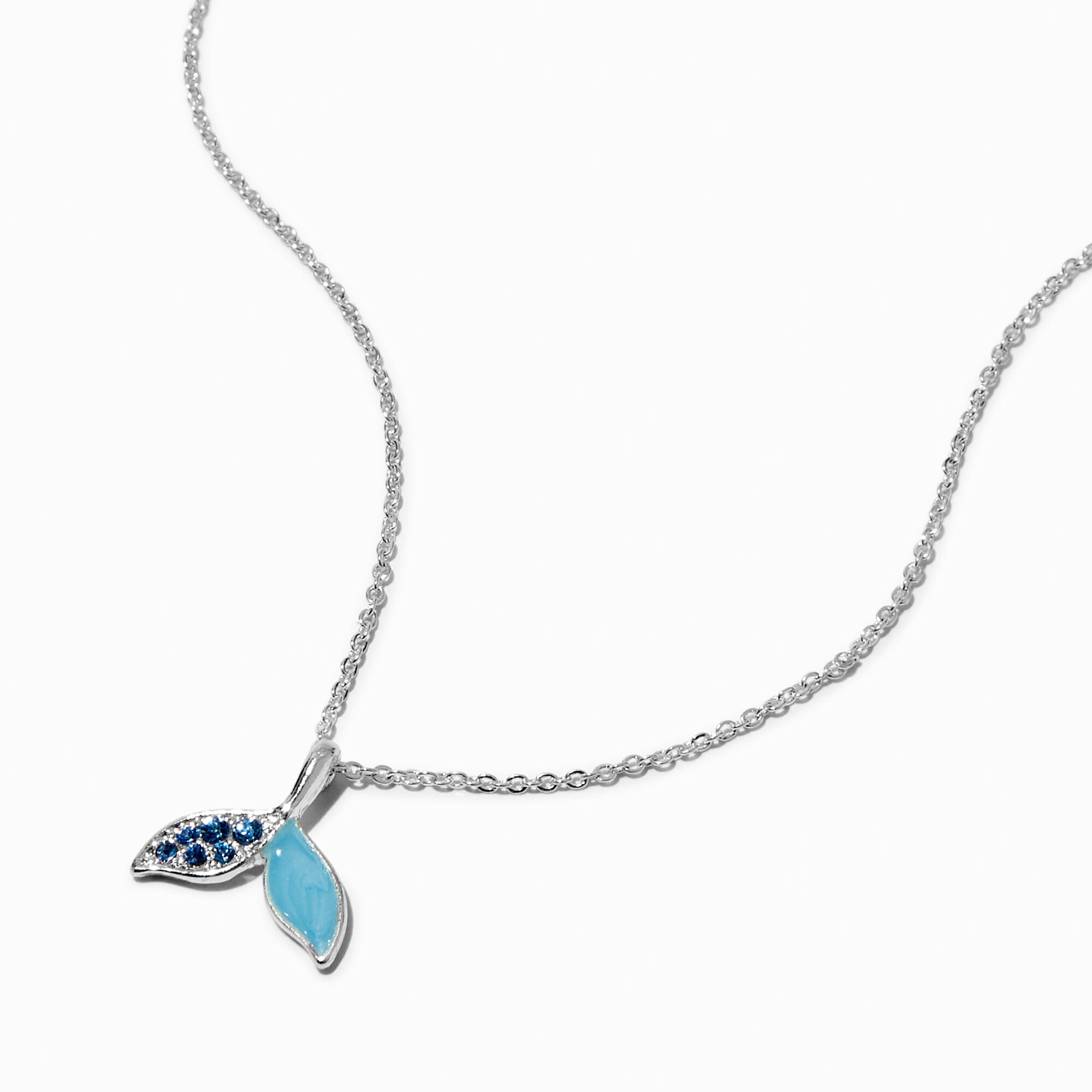 View Claires Mermaid Tail Pendant Necklace Blue information