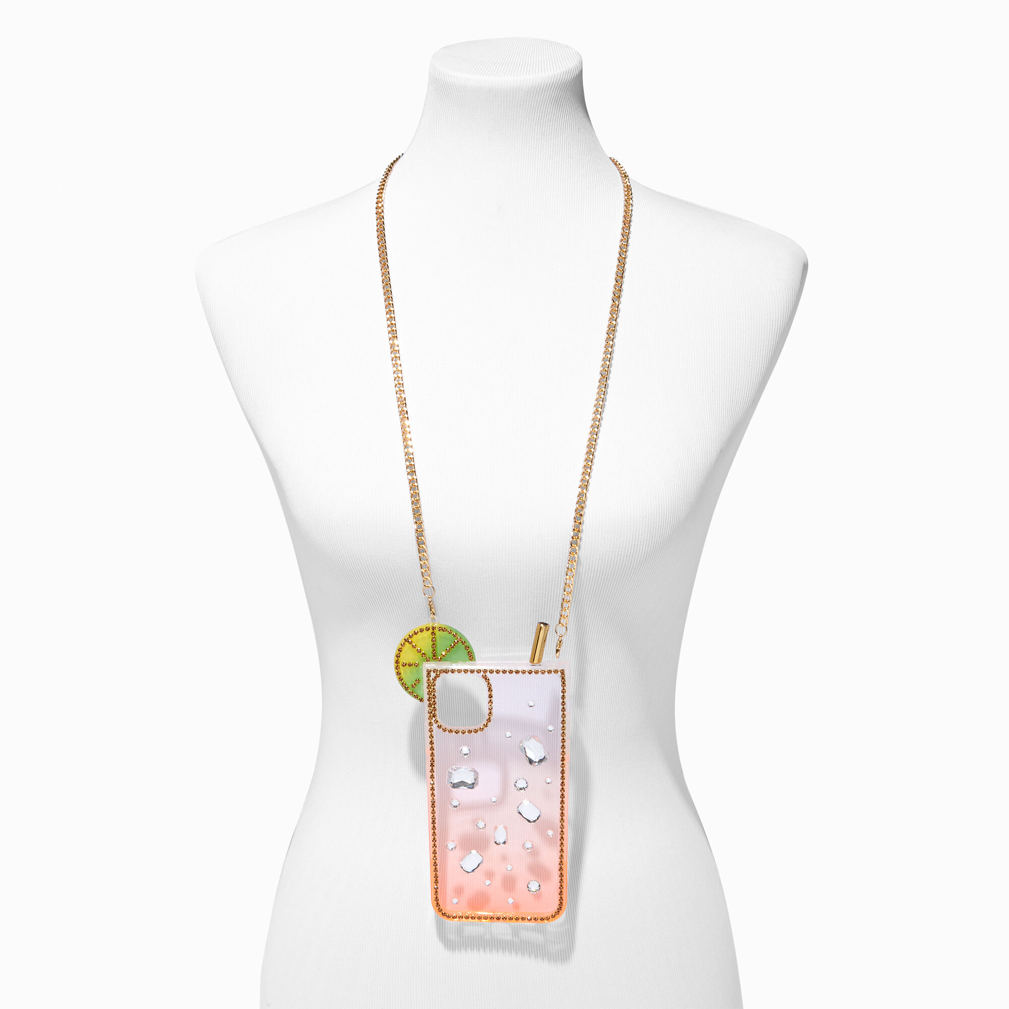 Strawberry Lemondae Phone Case with Gold Chain - Fits iPhone® 11,