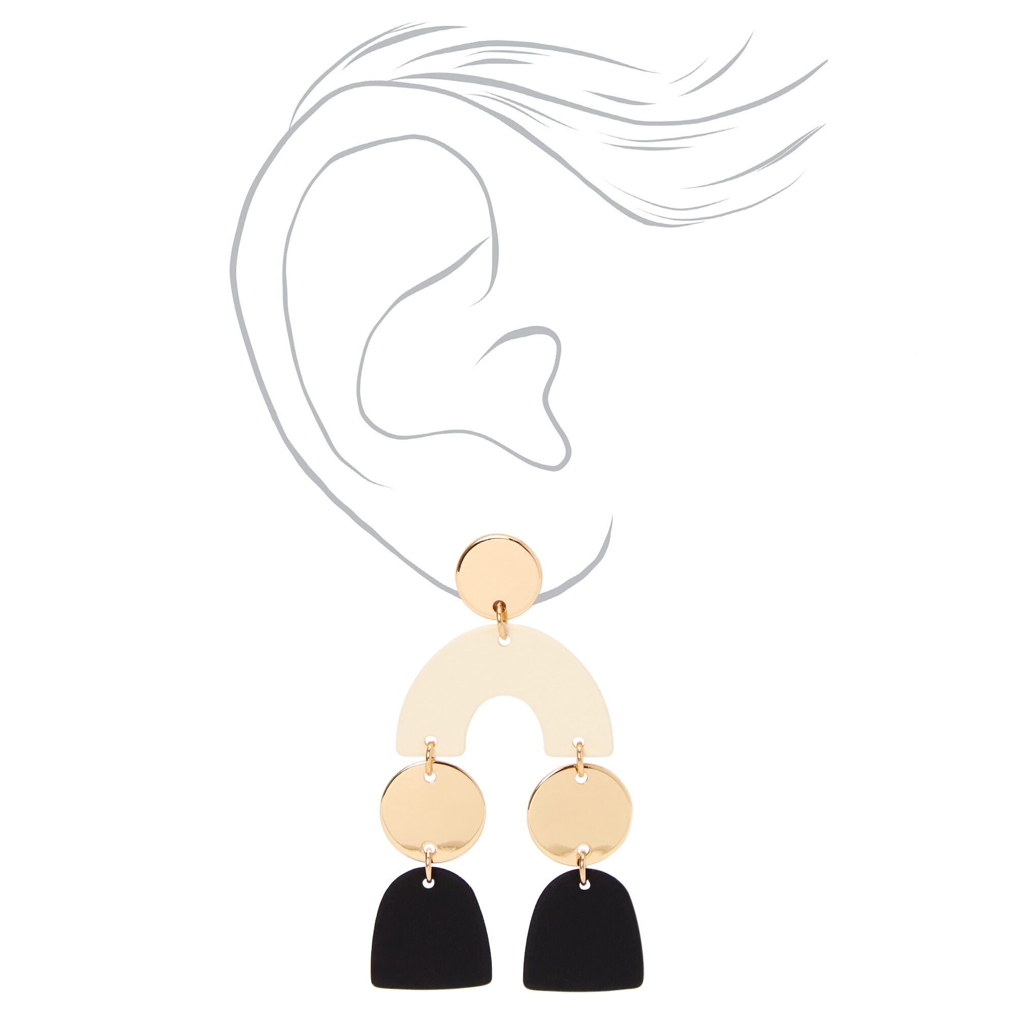Gold 2" Neutral Geometric Drop Earrings,
