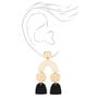 Gold 2&quot; Neutral Geometric Drop Earrings,