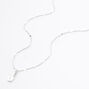 Silver Half Stone Initial Pendant Necklace - J,