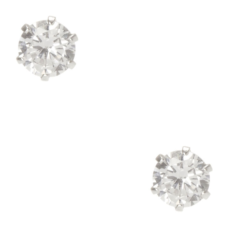 6mm Sterling Silver Cubic Zirconia Stud Earrings Claire S Us 6mm Sterling Silver Cubic Zirconia Stud Earrings