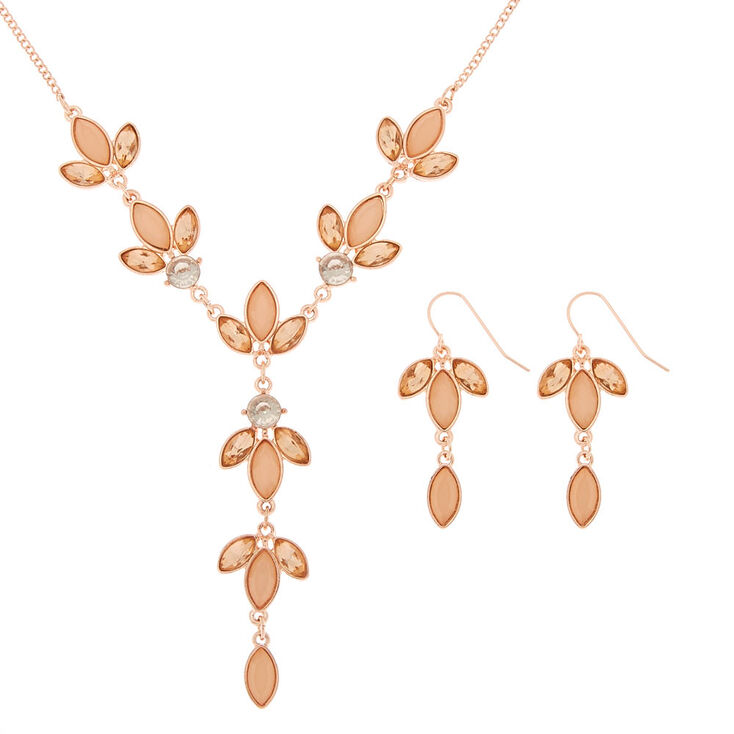 Claire's Parure de bijoux pétales couleur doré rose et rose, lot de 2 articles