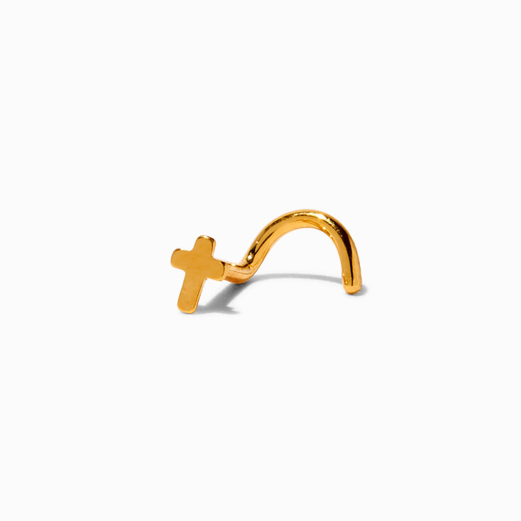 18G 18kt Gold Plated Titanium Cross Nose Stud,