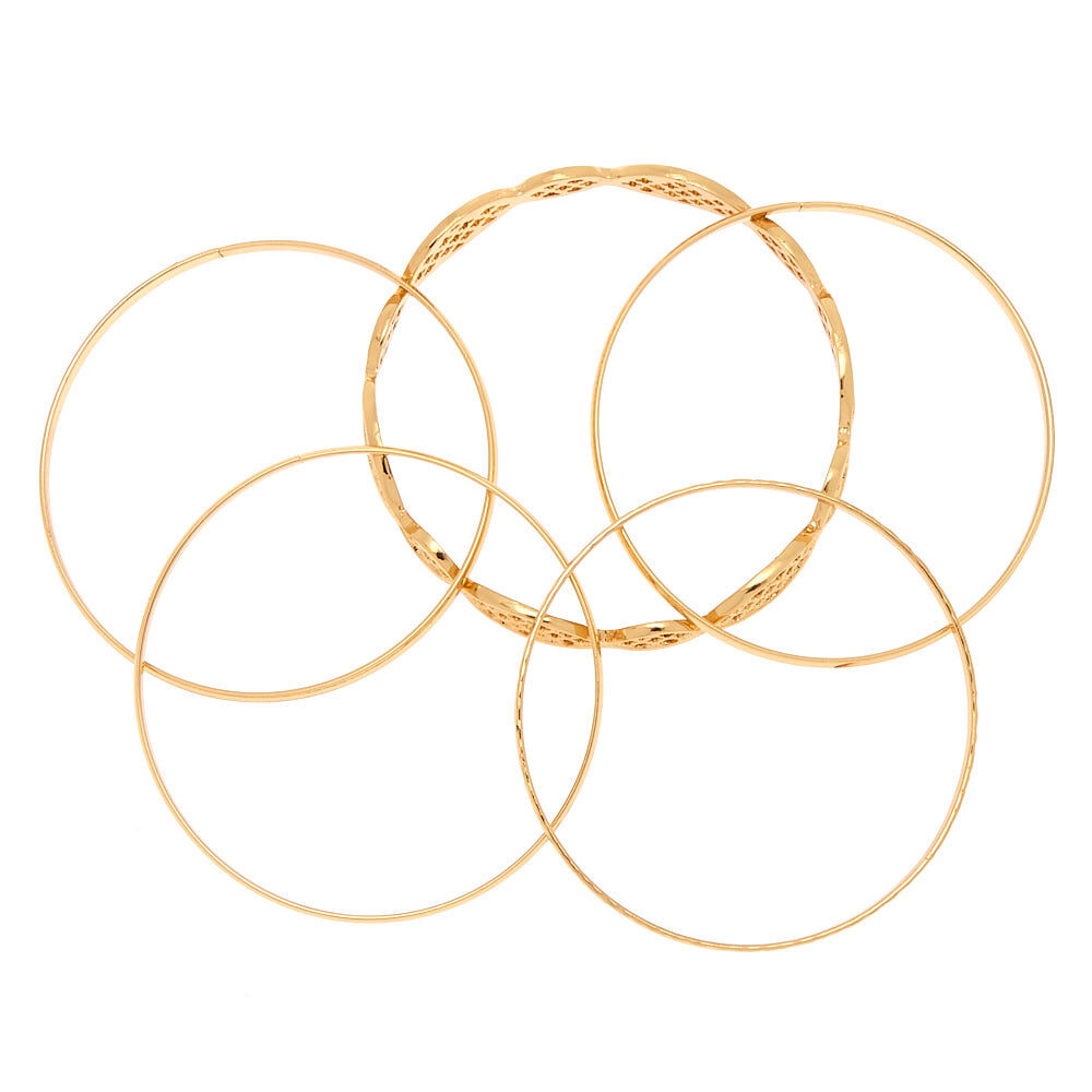 Gold Filigree Bangle Bracelets - 5 Pack,
