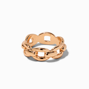 Gold-tone Text Chain Ring Set - 3 Pack,
