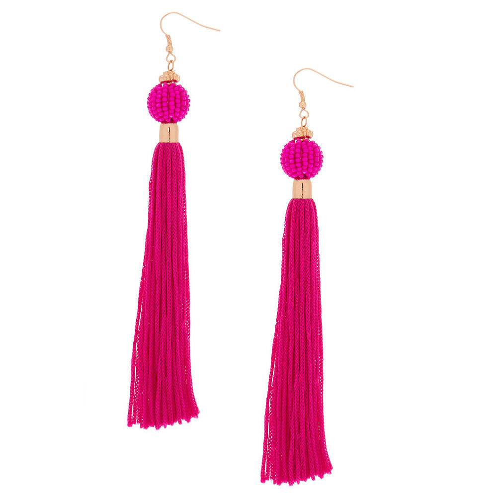 Dark pink tassel earrings online
