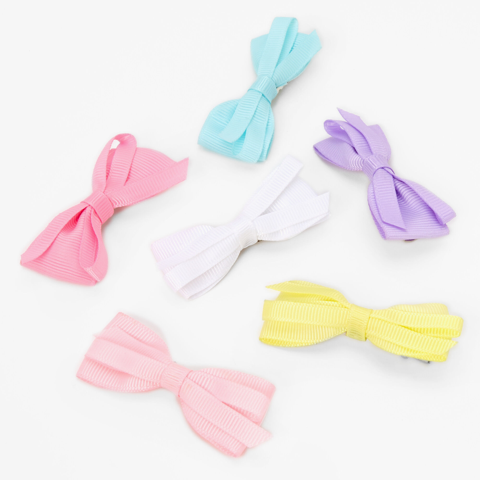 View Claires Club Preppy Pastel Hair Bow Clips 6 Pack information