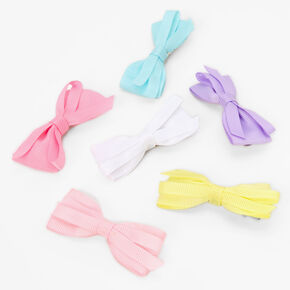 Claire&#39;s Club Preppy Pastel Hair Bow Clips - 6 Pack,