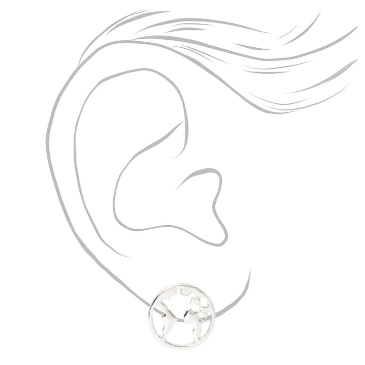 Silver Globe Stud Earrings,