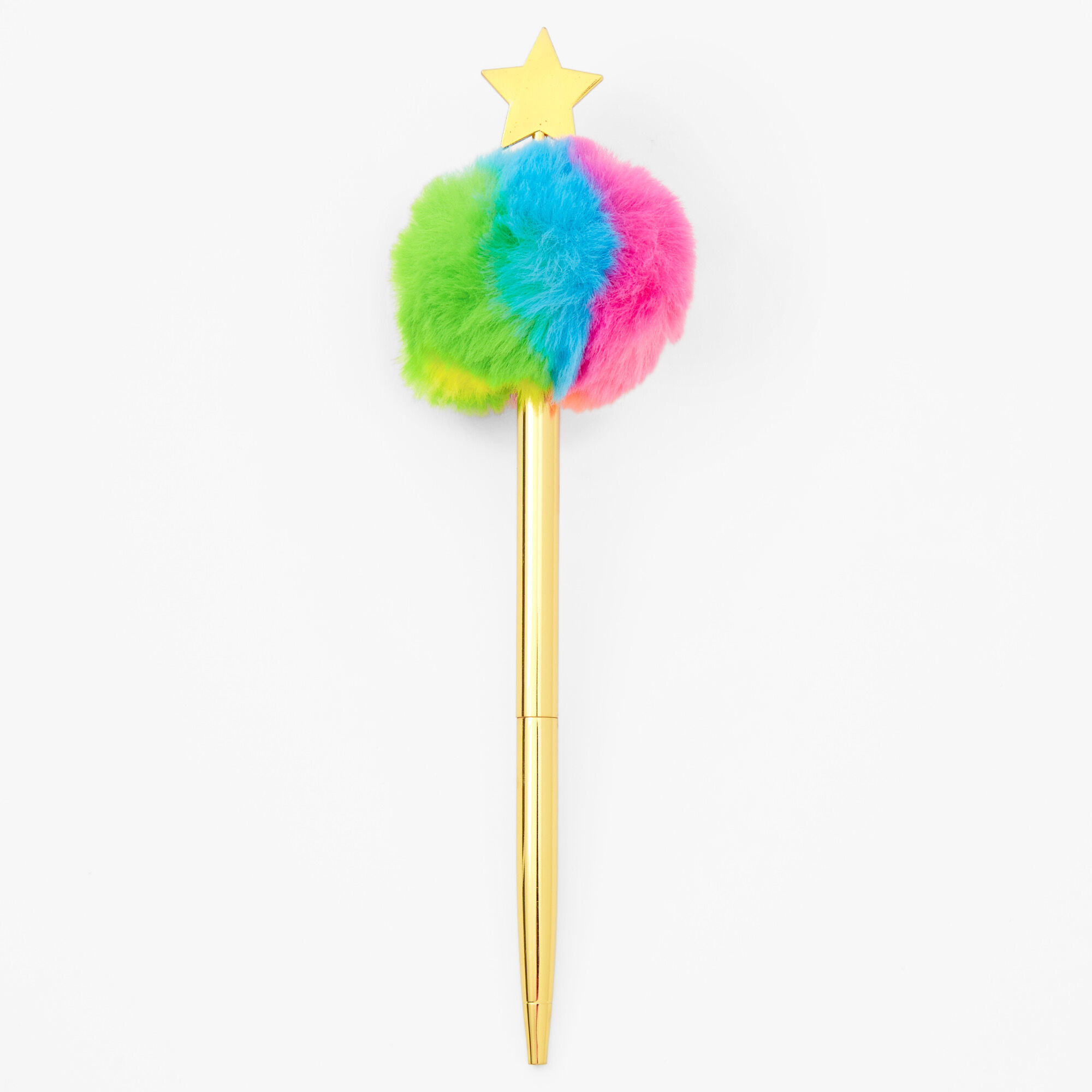 View Claires Rose Pom Star Pen Rainbow Gold information