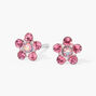 14kt White Gold Rose Crystal Daisy Studs Ear Piercing Kit with Ear Care Solution,