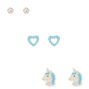 Sterling Silver Unicorn Love Stud Earrings - 3 Pack,