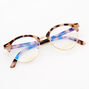 Solar Blue Light Reducing Round Tortoiseshell Browline Clear Lens Frames - Brown,