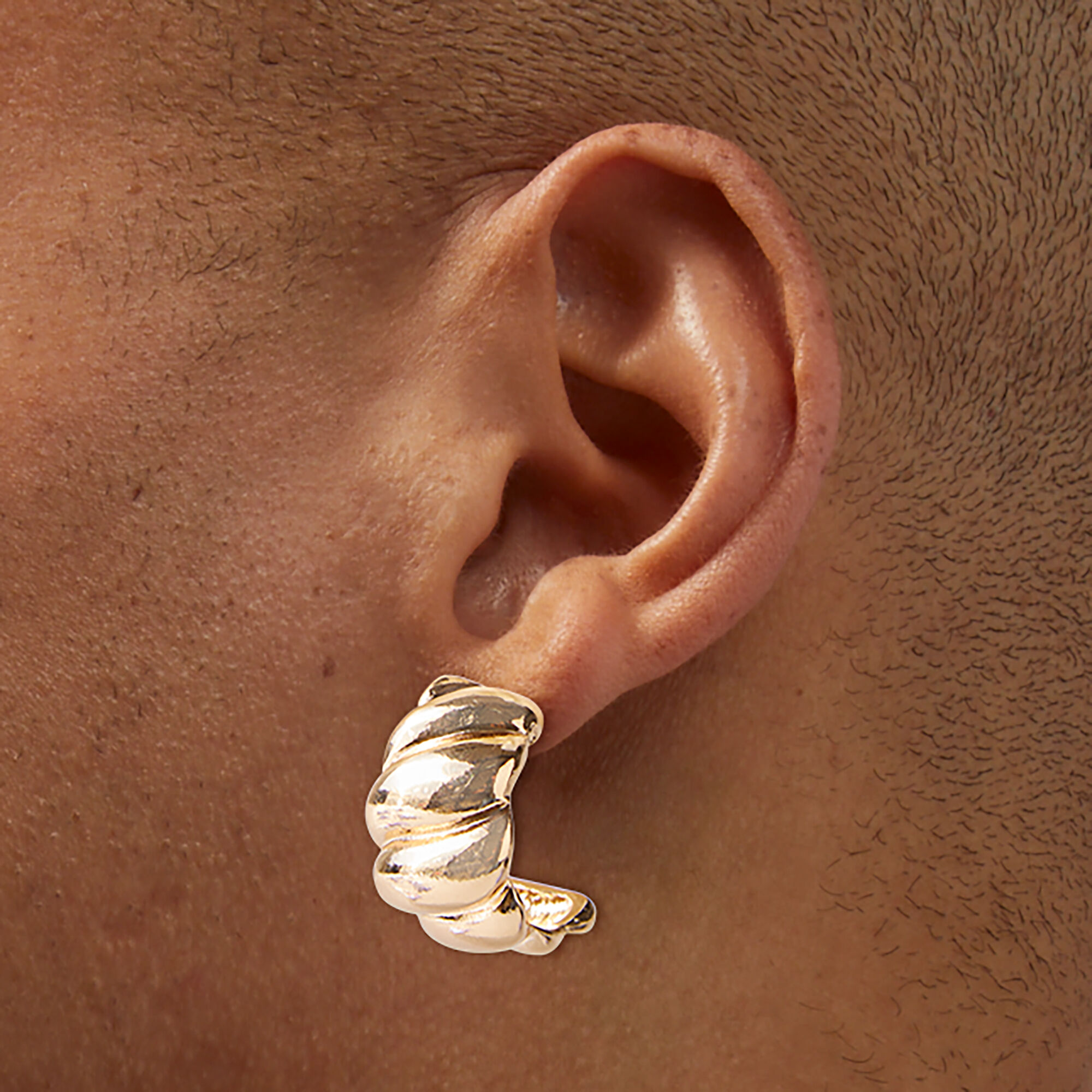 Gold-tone Thick Croissant Hoop Earrings,