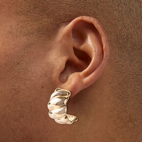Gold-tone Thick Crescent Hoop Earrings,