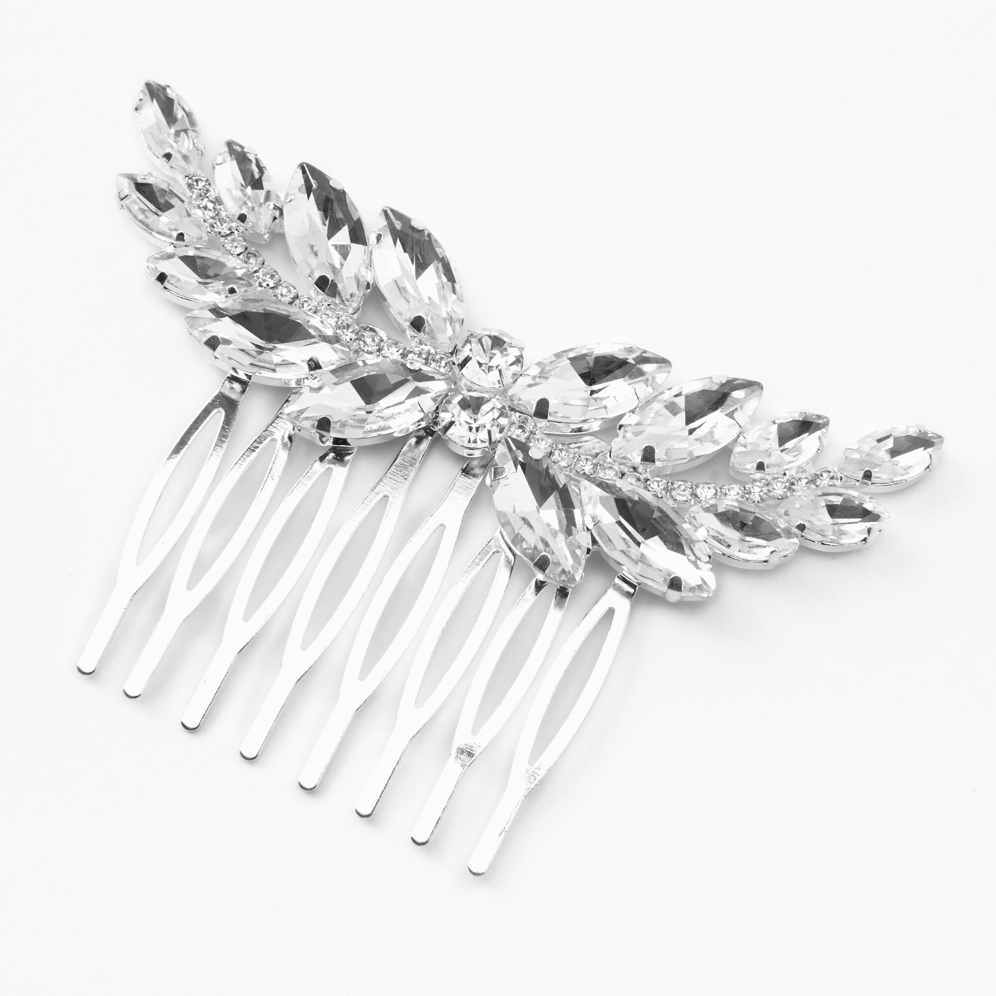 View Claires Tone Crystal Angel Hair Comb Silver information