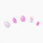 Pink Flamingo Polka Dot Stiletto Press On Vegan Faux Nail Set - 24 Pack,