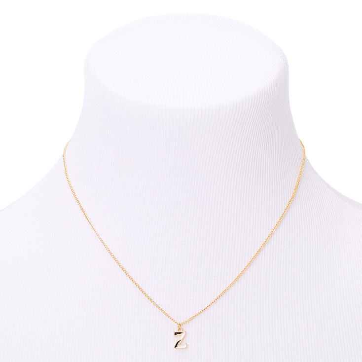 Gold Striped Initial Pendant Necklace - Z,