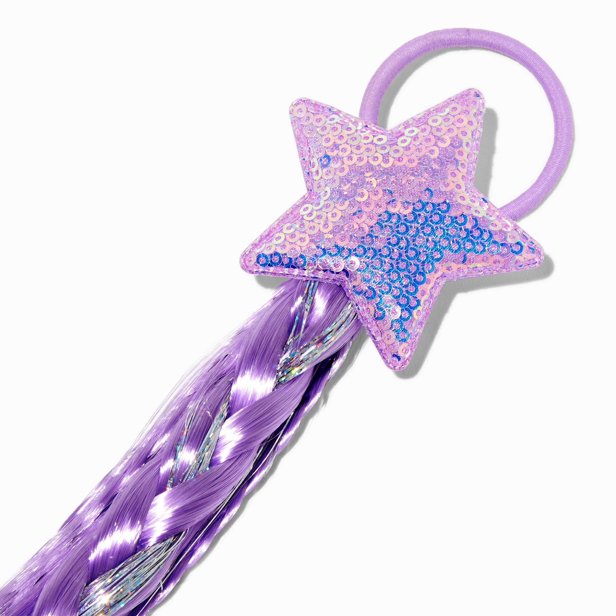 Claire's Club Purple Star Braid Faux Hair Tie,
