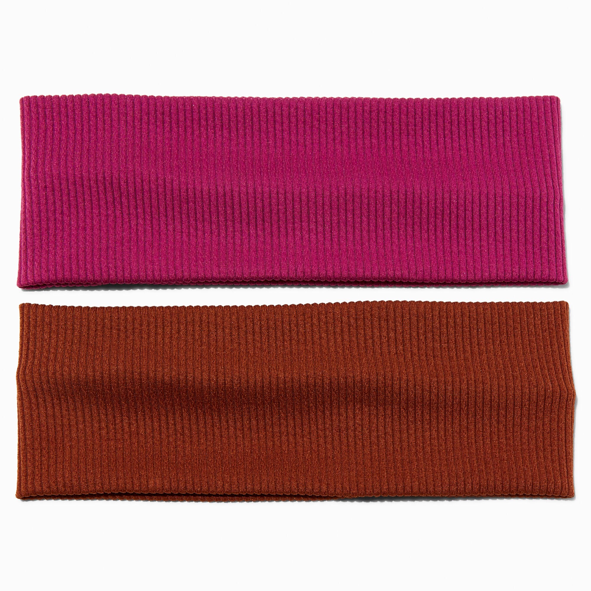 Berry & Brown Ribbed Headwraps - 2 Pack,