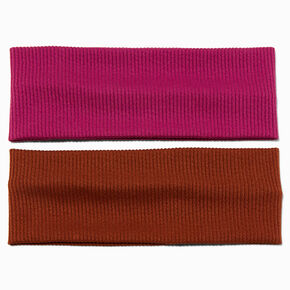 Berry &amp; Brown Ribbed Headwraps - 2 Pack,