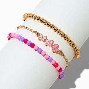 Ombr&eacute; Pink Butterfly Bracelet Set - 3 Pack,