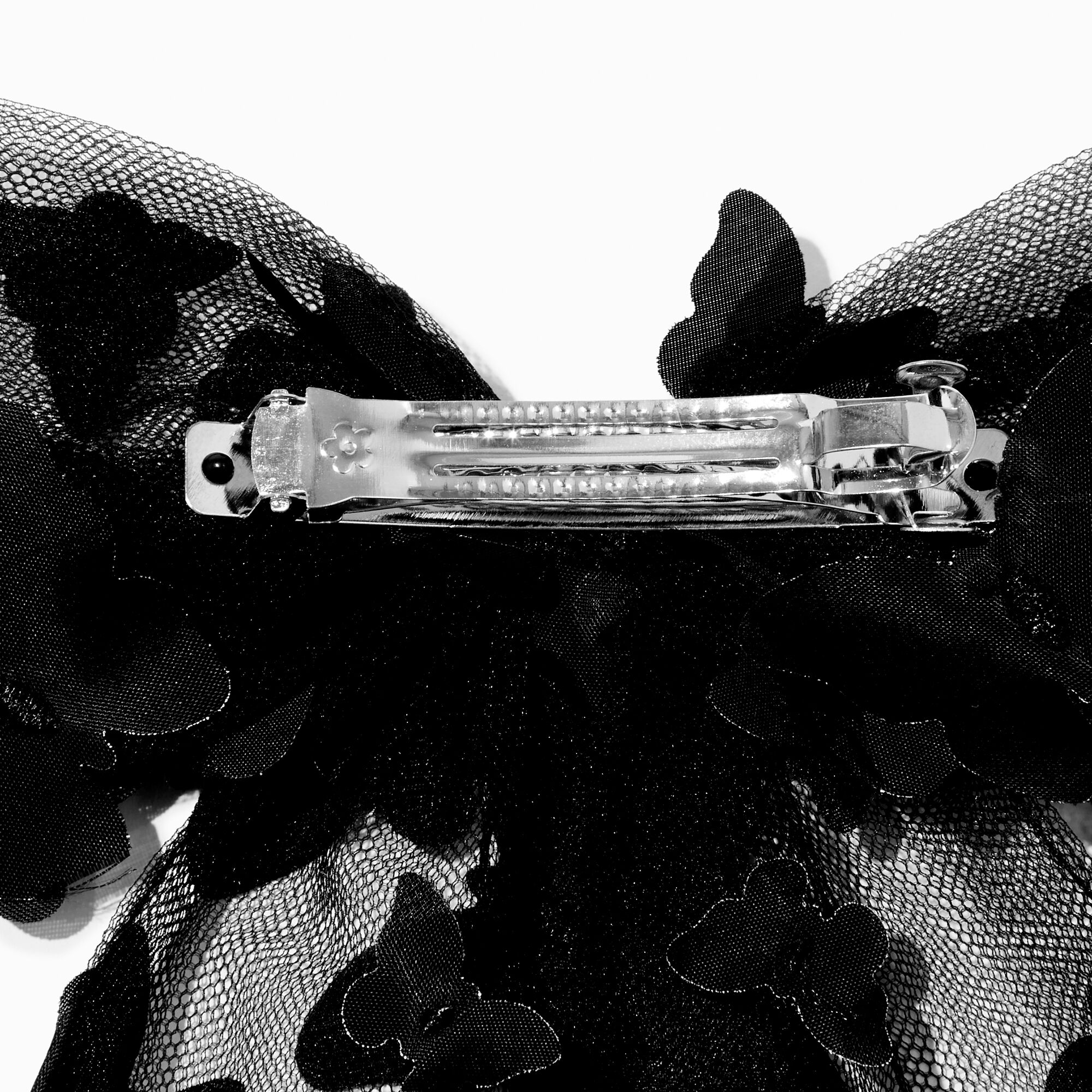 Black Chiffon Butterfly Hair Bow Clip,