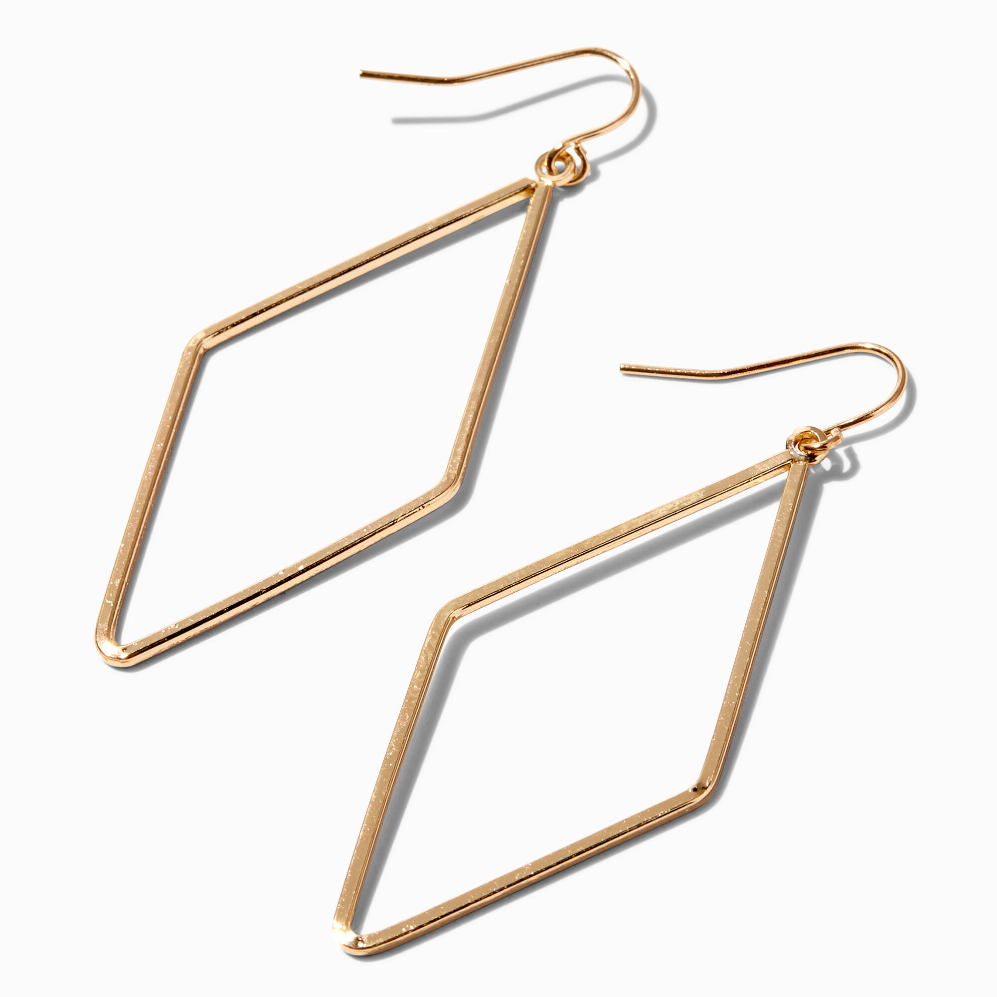 Gold Diamond Outline Drop Earrings Claire s