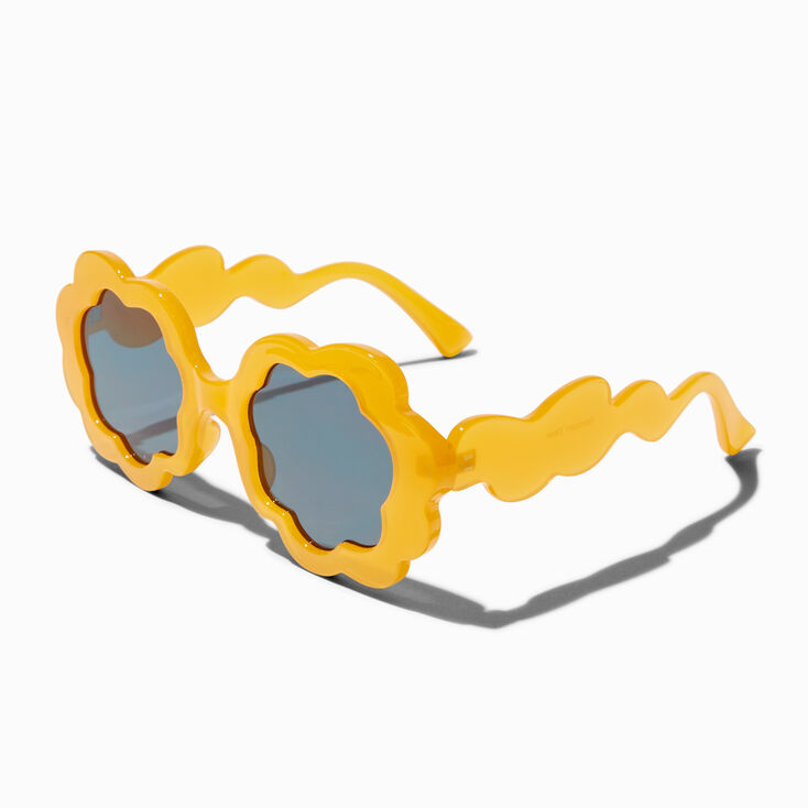 Yellow Curvy Flower Sunglasses,