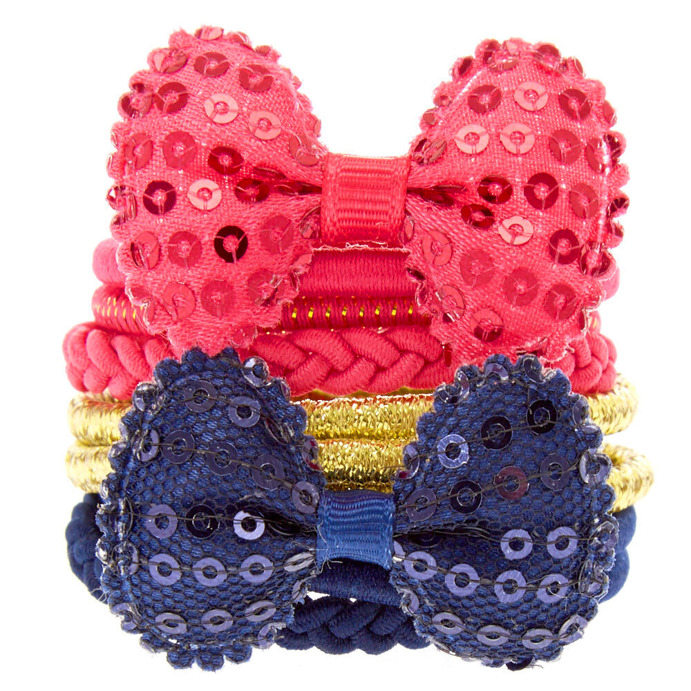 Lot de 10 élastiques à mèches roses, dorés et bleus pour enfants,