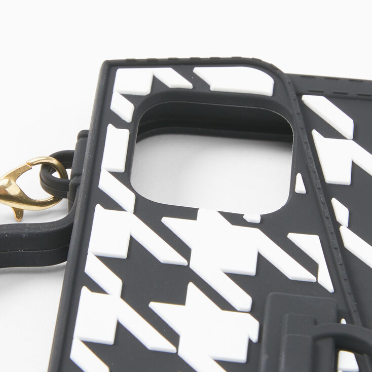 Silicone Houndstooth Phone Case with Strap - Fits iPhone&reg; 12 Pro,