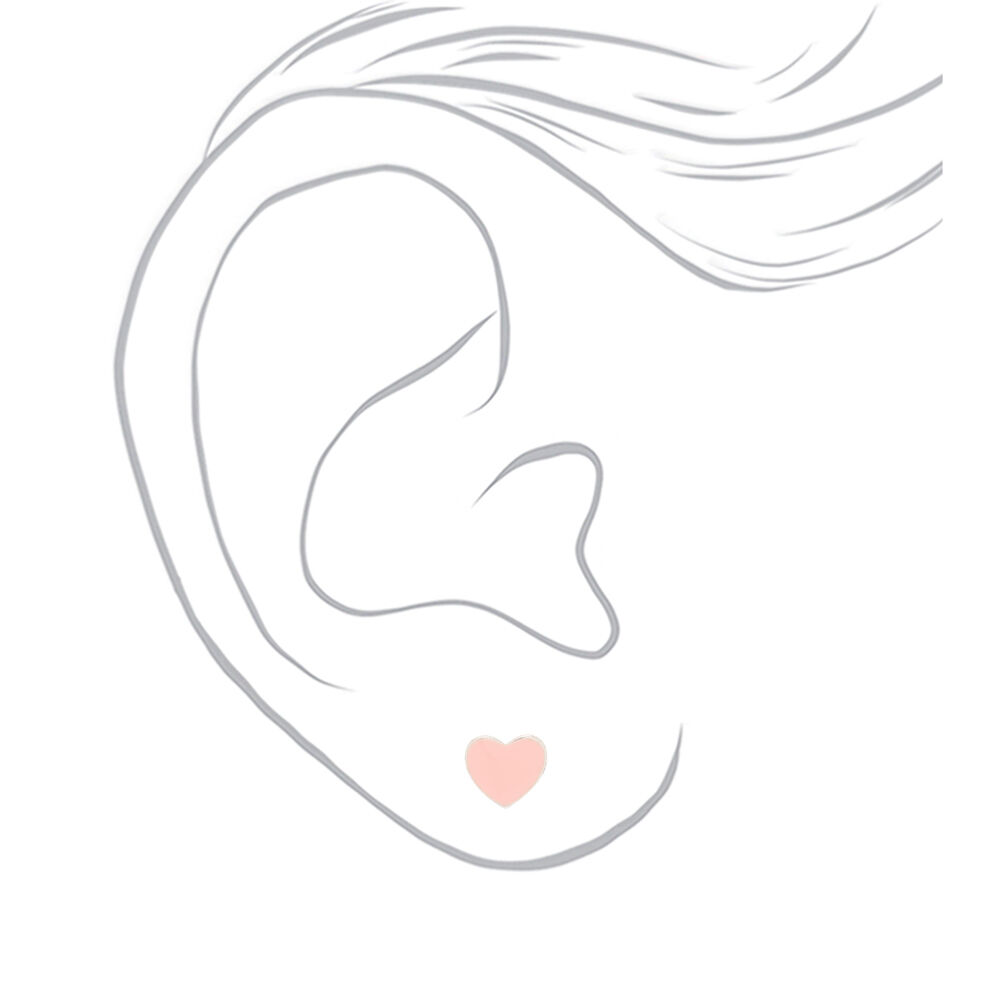 Heart Stud Earrings - Pink,