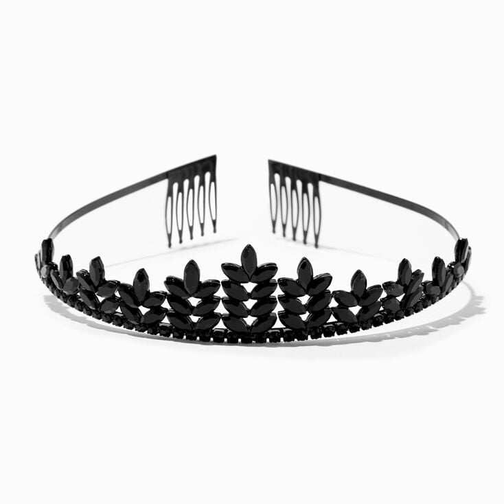 Black Rhinestone Leaf Tiara,