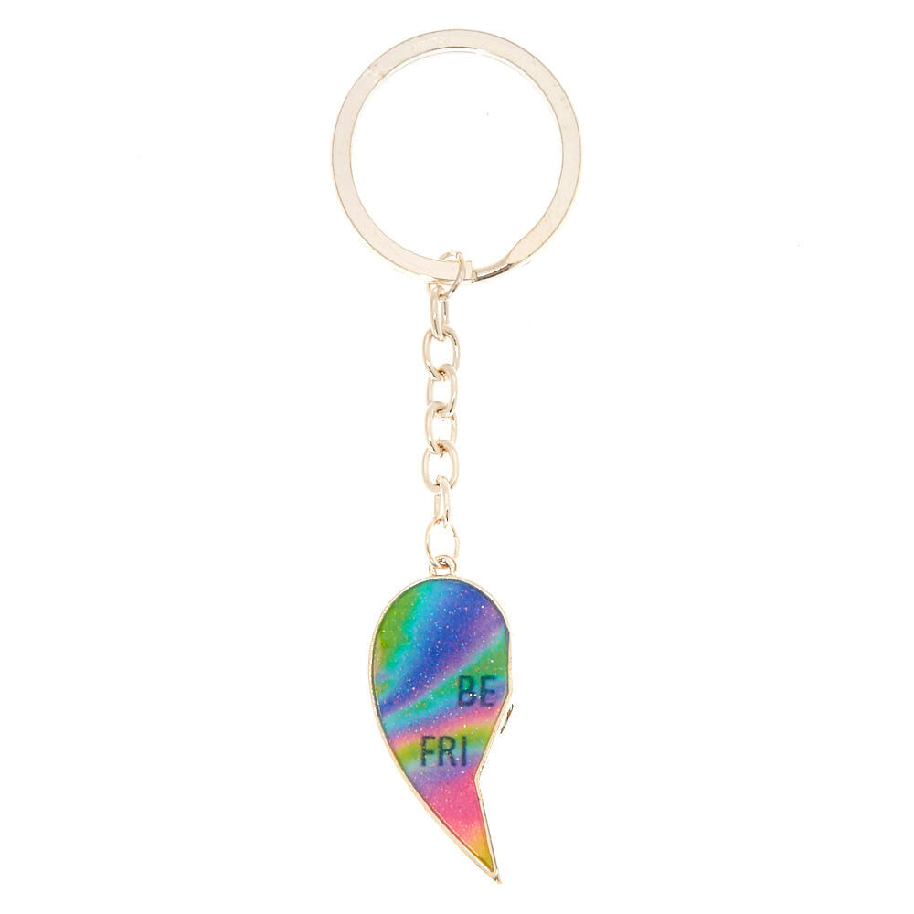 Porte-clés d'amitié cœur arc-en-ciel effet dégradé,