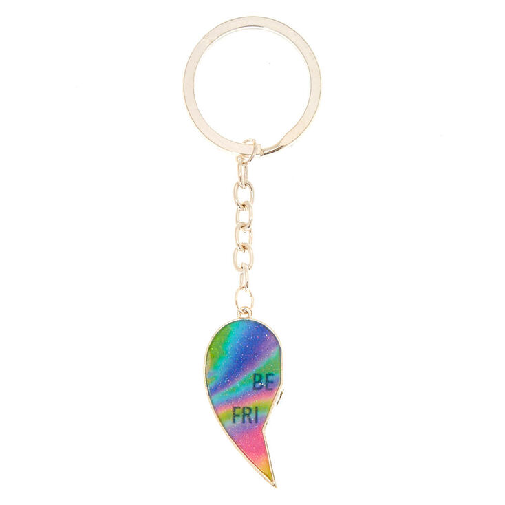 Porte-cl&eacute;s d&#39;amiti&eacute; c&oelig;ur arc-en-ciel effet d&eacute;grad&eacute;,