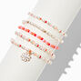 Pearl Beaded Stretch Bracelets - 5 Pack ,