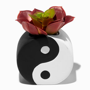 Yin Yang Planter With Faux Succulent,