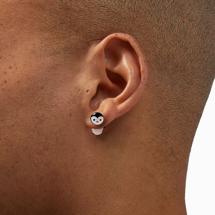 Fuzzy Penguin Front &amp; Back Earrings,