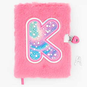 Bejeweled Initial Fuzzy Lock Diary - K,
